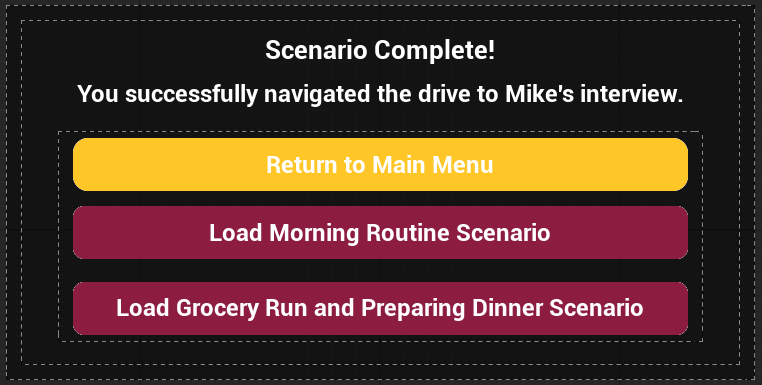 Scenario 2 Completion Screen