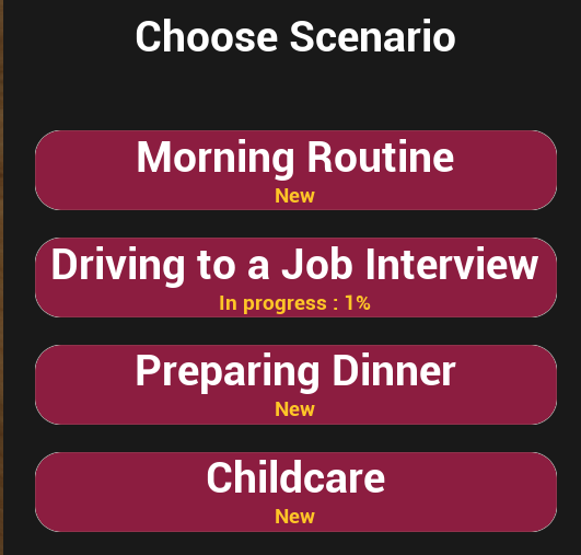 Scenario Selection Screenshot